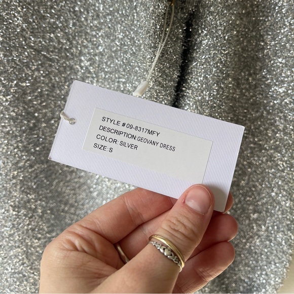 NWT Ronny Kobo Torn Geovany Silver Metallic Dress - Picture 4 of 7